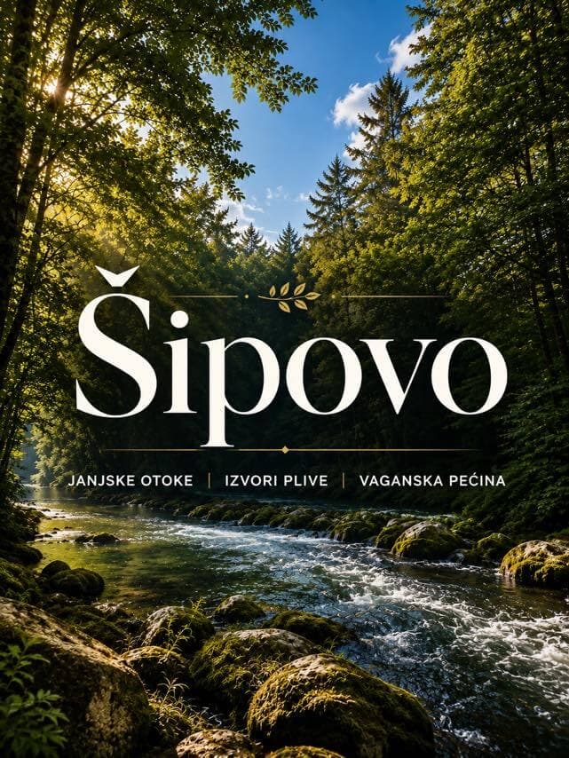 Sipovo — Janj islets, Pliva springs and Vagan Cave, a river through forest
