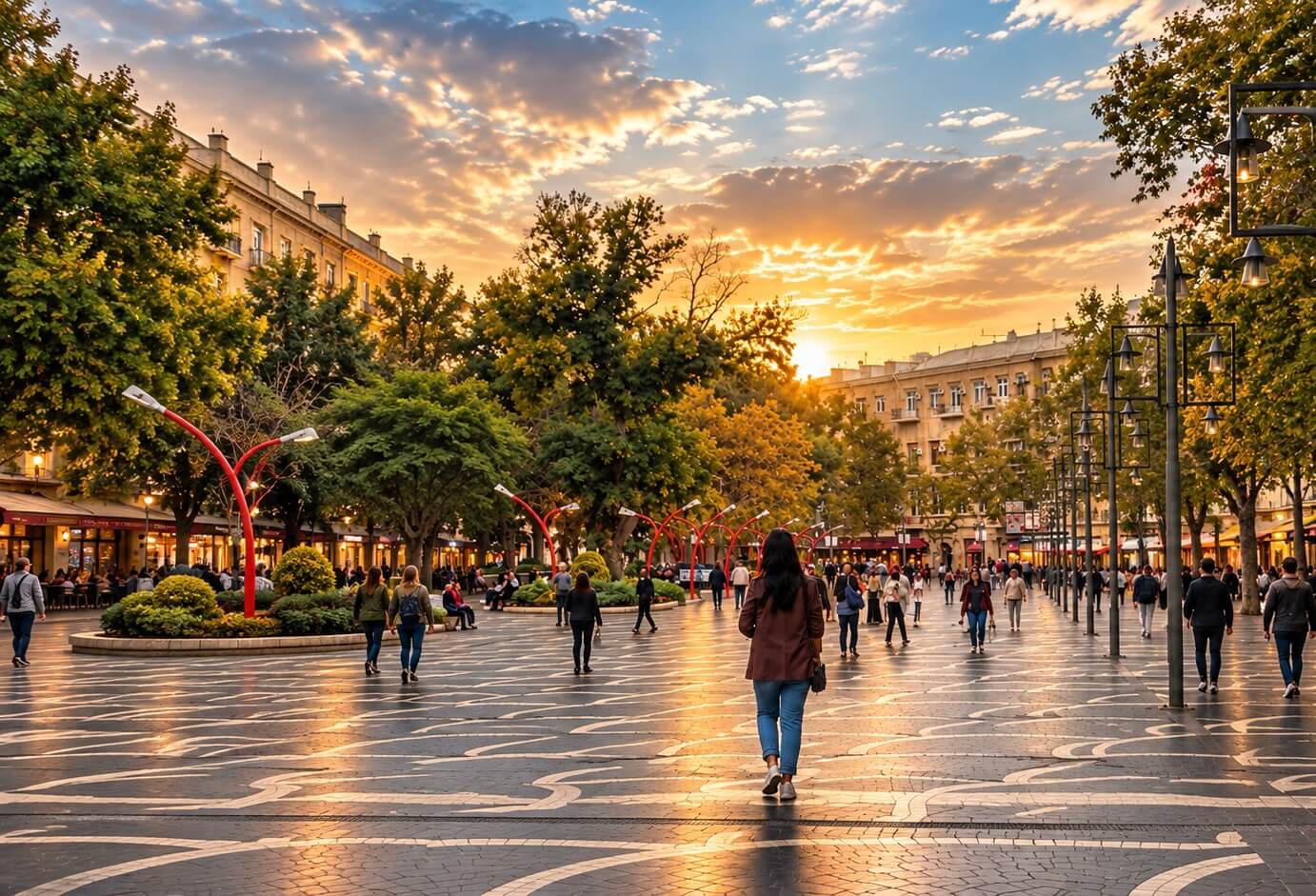 Nizami Square and street in Baku
