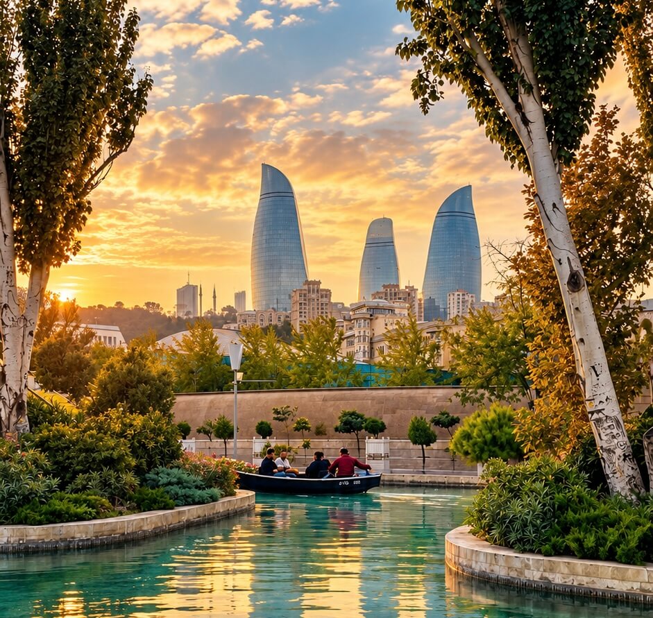 A gondola in Little Venice, Baku
