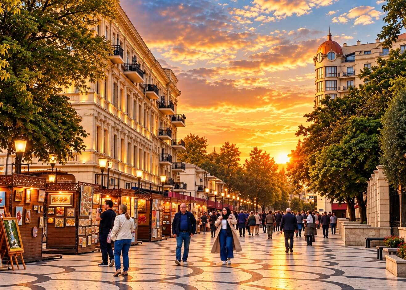 The promenade on Nizami Street in Baku