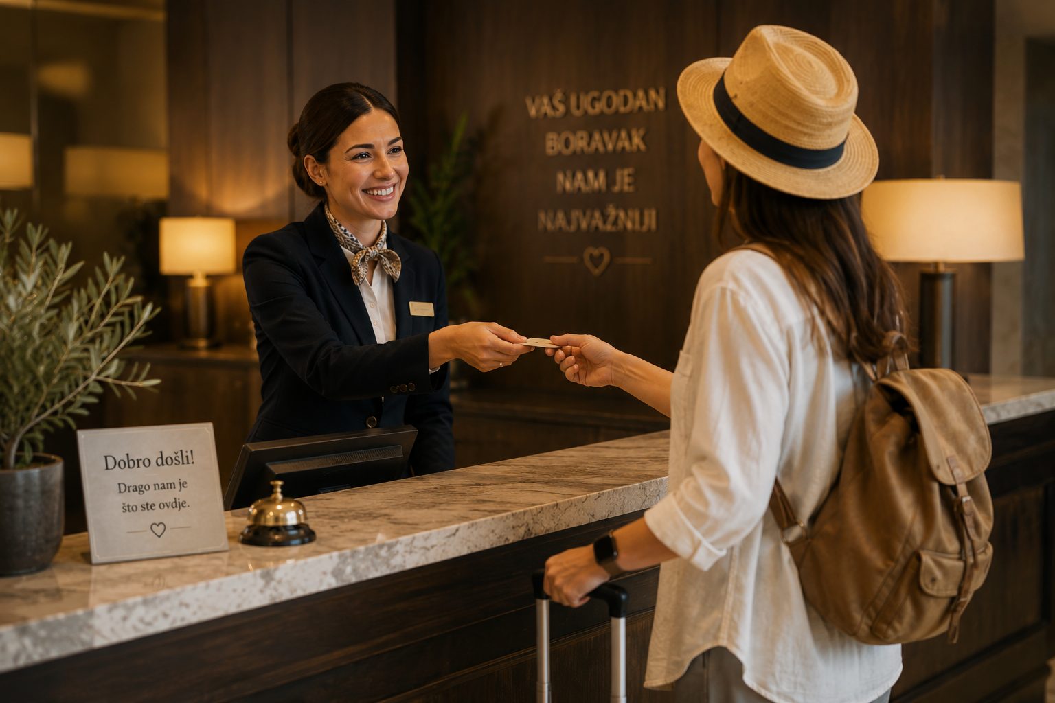 Srdačan doček gosta na hotelskoj recepciji