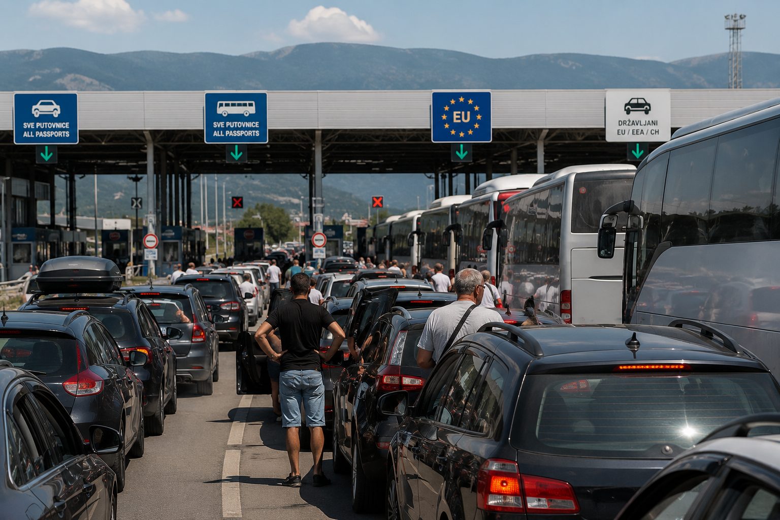 Gužva i duge kolone na graničnom prelazu tokom sezone